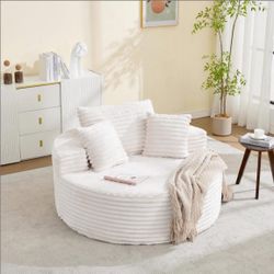 Oversized 54.7-Inch Corduroy Chaise Lounge Chair Indoor