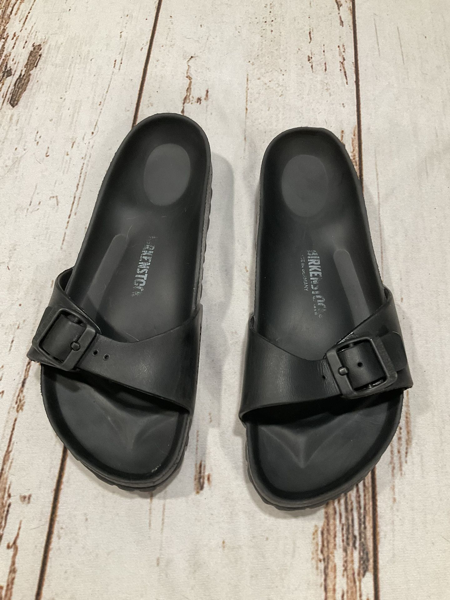 BIRKENSTOCK EVA MADRID BLACK SLIDE SANDAL 