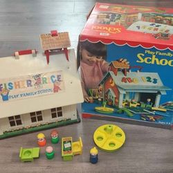 Vintage Fisher Price School House With Box