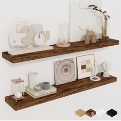 36in Floating Shelves 2 Pack Rustic Brown Wood Wall Mounted