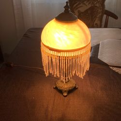 Vintage Table Lamp With Beaded Fringe