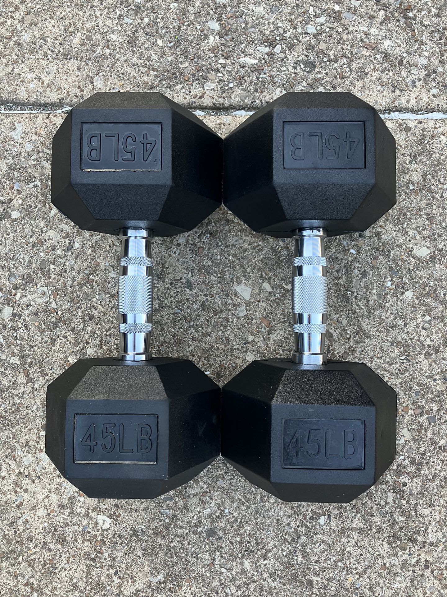 BRAND NEW 45 lb dumbbells dumbbell set 90 Ibs total Rubber Hex weights weight pair pounds pound 45lb 45lbs
