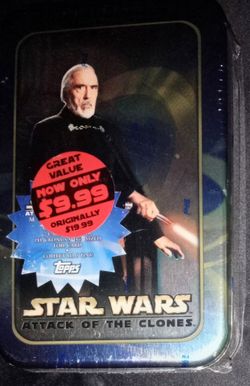 Topps Star Wars sealed, unopened Count Dooku tin of 49 cards.