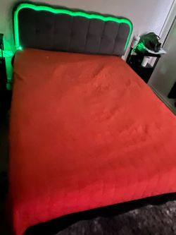 Upholstered Bed Frame with LED Headboard
