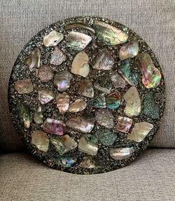 vintage mid-century modern (MCM) abalone shell resin tray