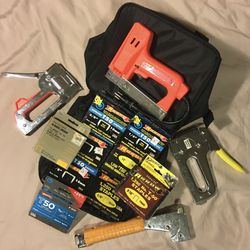 T50P HEAVY DUTY Hammer Tacker, ETF50BN Electric Stapler+Nail Gun, T50PBN HEAVY DUTY 3/8” Stapler+Nail Gun PLUS T2025 Dual Staple Gun/Wire Tacker+ BAG