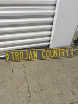 Large metal USC Trojans Street name sign embossed