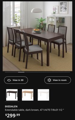 EKEDALEN Extendable table, dark brown, 47 1/4/70 7/8x31 1/2