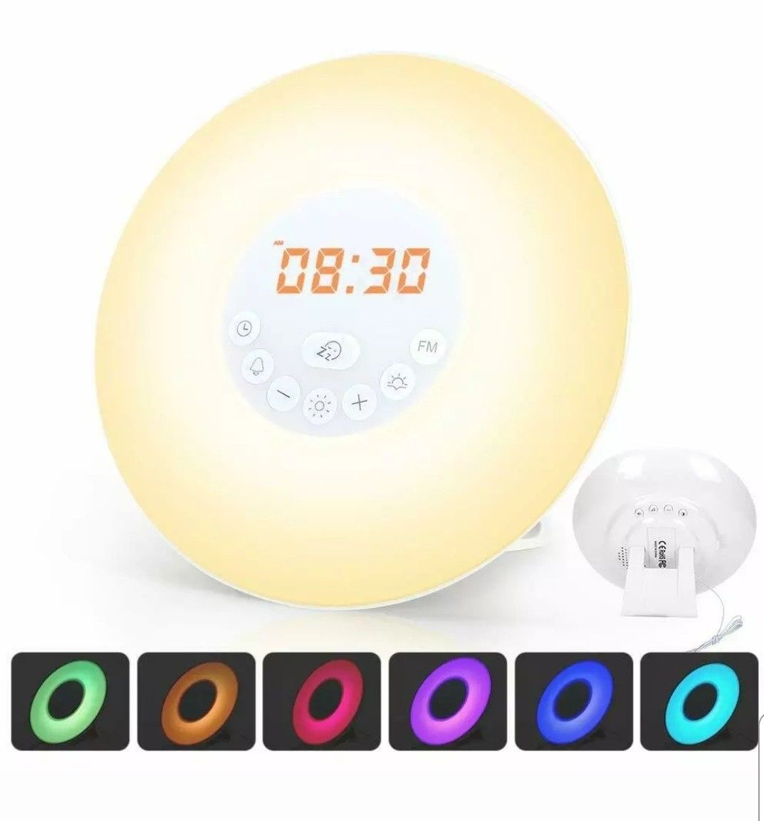 Wake Up Light 6638 Sunrise Simulation Snooze FM Radio Alarm Clock Multi Color