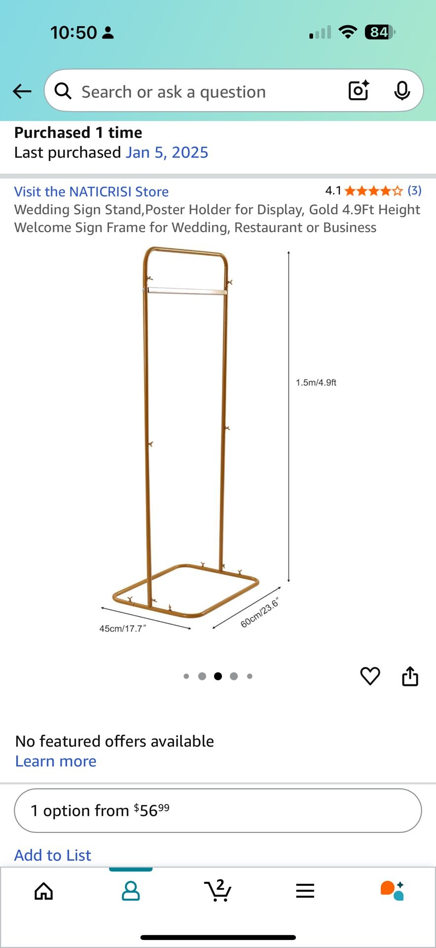 Gold Banner Stand / Sign Holder