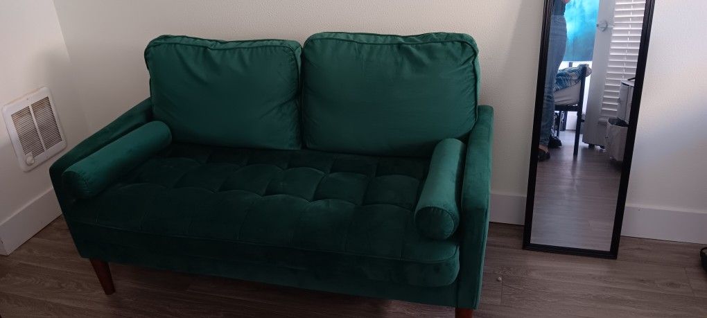 Loveseat Sofa 58" Green Velvet