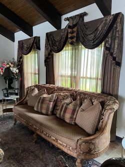 High end traditional carved wood sofa !