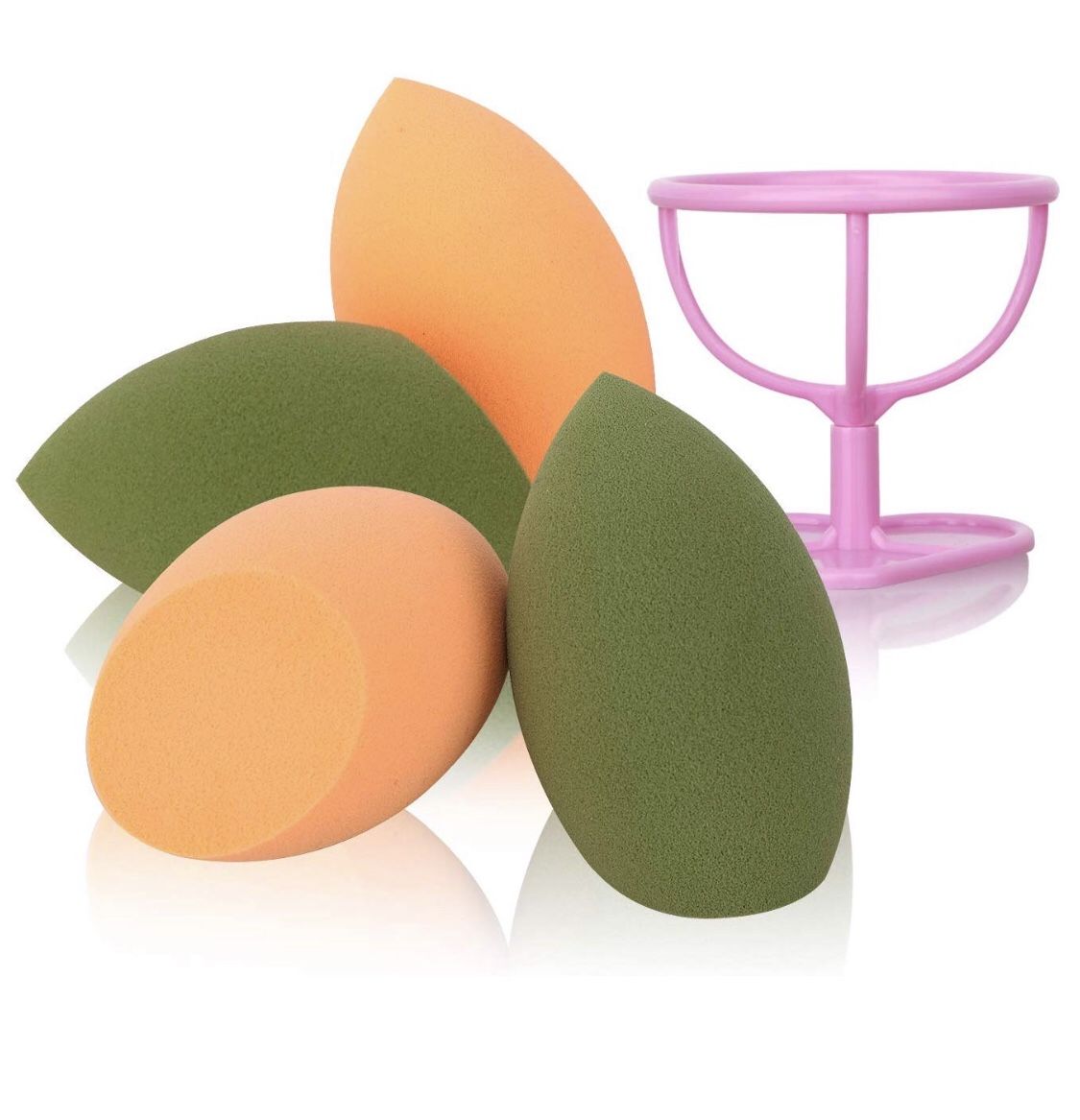 Makeup Sponge with Dry Holder Beauty Sponge Blender Flawless Foundation for Liquid Cream and Powder (4+1Pcs)