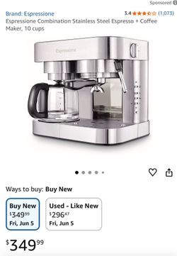 Espressione Combination Stainless Steel Espresso & Coffee Maker (10-Cup) – Excellent Condition