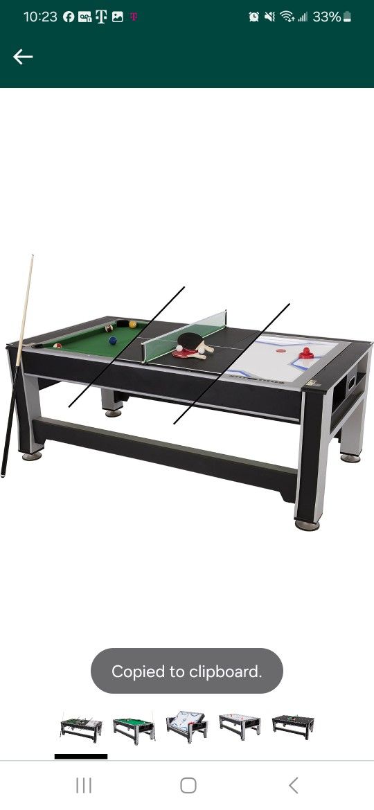 Triumph 3-in-1 7' Rotating Swivel Multigame Table - Air Hockey, Billiards/Pool, and Table Tennis - All Accessories Included

NEW