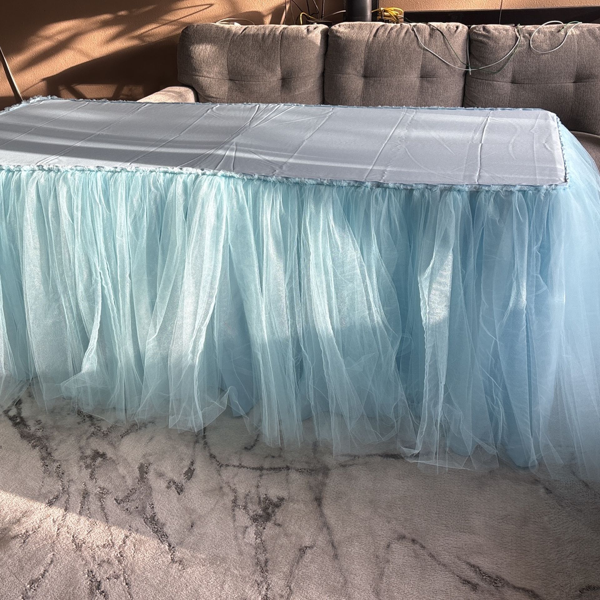 6ft Tablecloths With Tutu Baby Blue