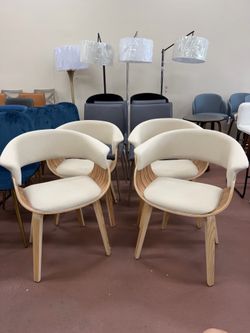 Zebra Wood and Cream Fabric Dining/Accent Chair