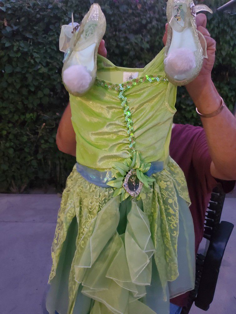 Disney Tinkerbell Costume Size 5/6 And Shoes Size 9/10
