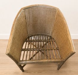 Vintage Coastal Cane Barrel Chair
