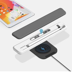 Apple Pencil Wireless Charging Case, Apple Pencil Case and Stand for Apple/iPad Pencil 1st Generation, Apple Pencil Charger Adapter(Gray)