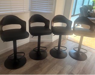 Black brown for stool set leather with wood