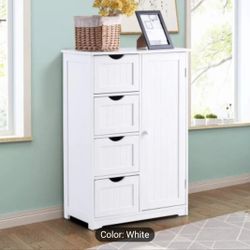 New in Box..Wooden 4 Drawer  Floor Cabinet Storage Cupboard 2 Shelves Free Standing