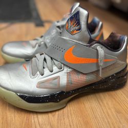Nike KD 4 Nerf Galaxy Grey Orange Basketball Shoes US 9 Zoom Strap Rare