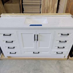 60 in. W x 22 in. D Single Sink Bath Vanity in White with White Top $929 