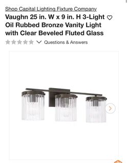 Capital Lighting Fixture Company Vaughn 25 in. W x 9 in. H 3-Light Oil Rubbed Bronze Vanity Light with Clear Beveled Fluted Glass