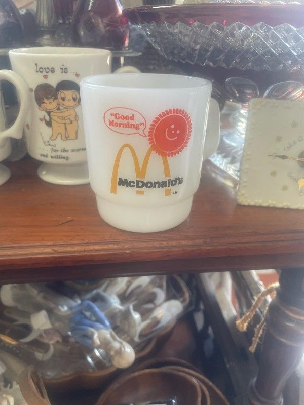 Vintage Mc Donald's Fireking Milk Glass Coffee Mug Cup