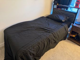Twin Bed Frame with Storage Headboard