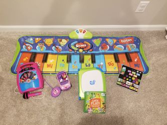 Baby toddler toy lot, floor piano, leap frog, remote control Minnie car, trolls karaoke machine