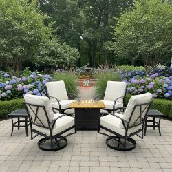 Patio Furniture Set Outdoor Swivel Chair With Fire Pit