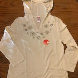Holiday Sequins Ornaments Hoodie Sweater Size M 8 /10