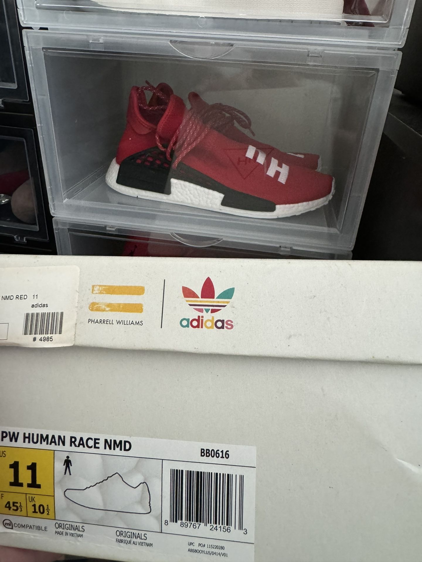  Pharrell Williams X Adidas Nmd Hu Human Race | Color: Red/White | Size: 11 | 