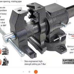 5 in. Multi-Purpose Rotating Pipe and Bench Vise with Swivel Base