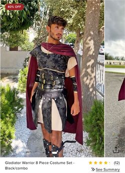 Men’s Gladiator Warrior 8pc Costume