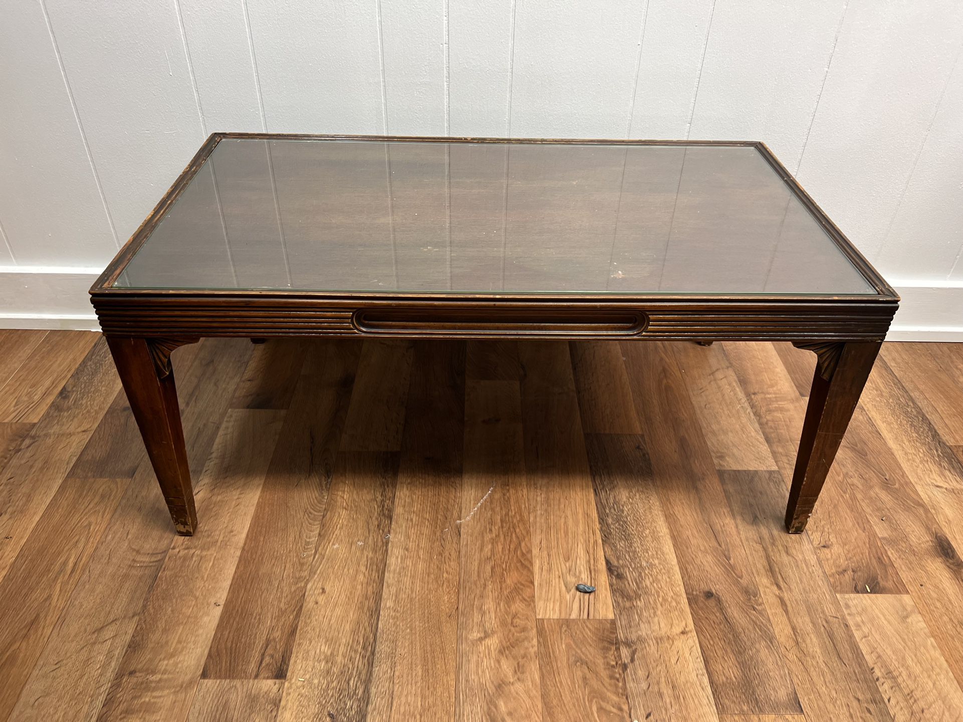 Vintage Glass Topped Coffee Table