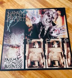 Napalm Death “Enemy of the Music Business” Vinyl Record LP Autographed 