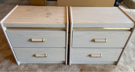 2 Nightstands - Mid-Century Modern White Oak