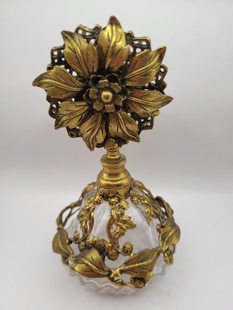 Vintage Matson Gold Ormolu Glass Perfume Bottle 