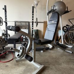 Adjustable Exercise Workout Bench w/ Weights