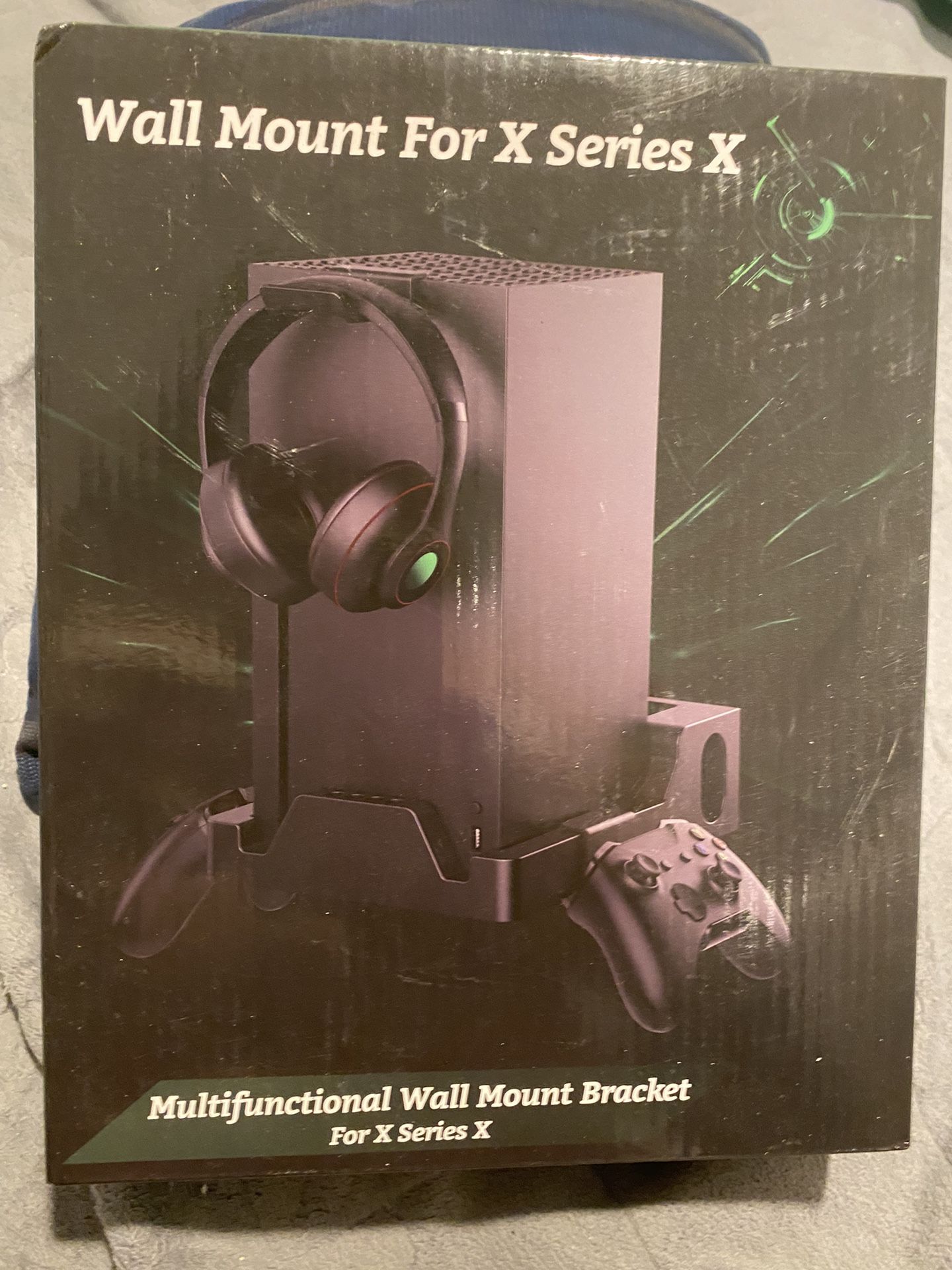 Wall Mount for Xbox Series X with 2 Controller Holders and 1 Headphone Stand