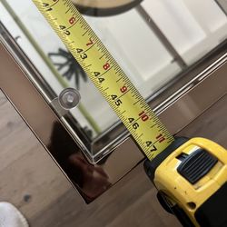 Glass Coffee Table Rectangular With Gold Frame And Mirrored Bottom With Side Table