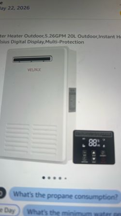 New VELPAX propane tankless water heater outdoor 5.26 GPM 20 L outdoor instant hot protein, gas water heater with Celsius digital display multi protec