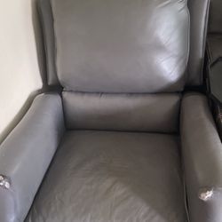Grey Leather Recliner Chair 