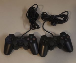 Sony PlayStation PS2 Dual Shock2 Analog Controllers SCPH-10010 Black Oem TESTED both for $40