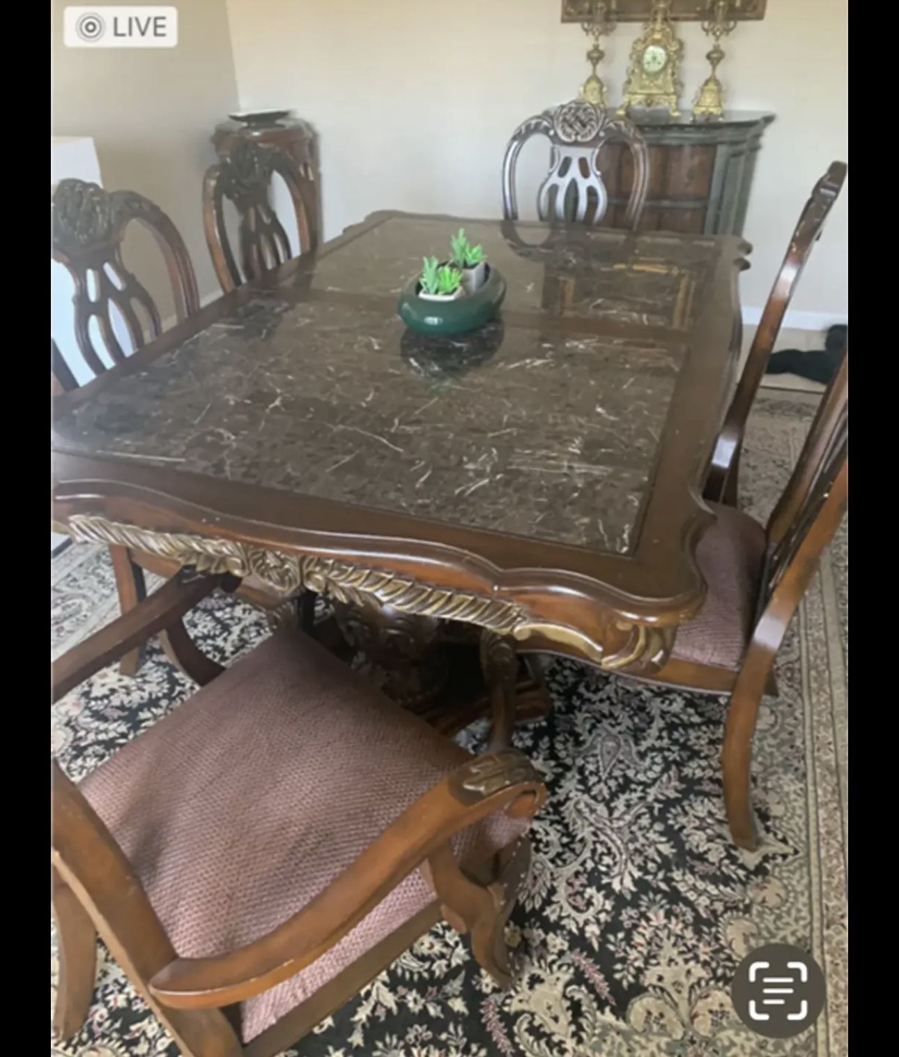Luxury Marble-Top Dining Table & 6 Chairs – Excellent Condition