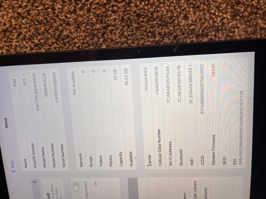 Apple Ipad 7th Gen 32gb Wifi And Cellular *MDM BYPASS