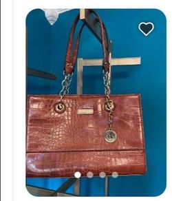 Anne Klein brown crocodile textured leather bag